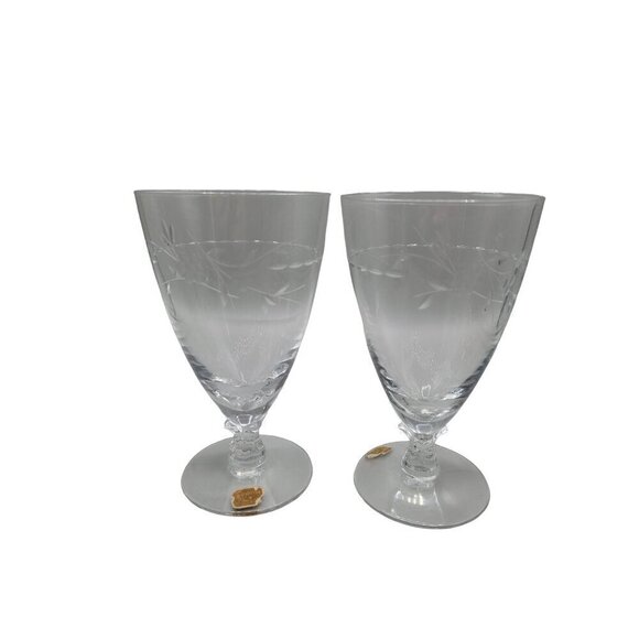 Fostoria Iced Tea Glass 1950s Etched Crystal Drinkware 6" Vintage Glassware - Picture 1 of 9
